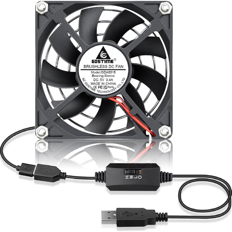 GDSTIME USB Connector 80mm x 80mm x 15mm DC 5V Power 3 Inch Brushless Cooling Fan - Image 1